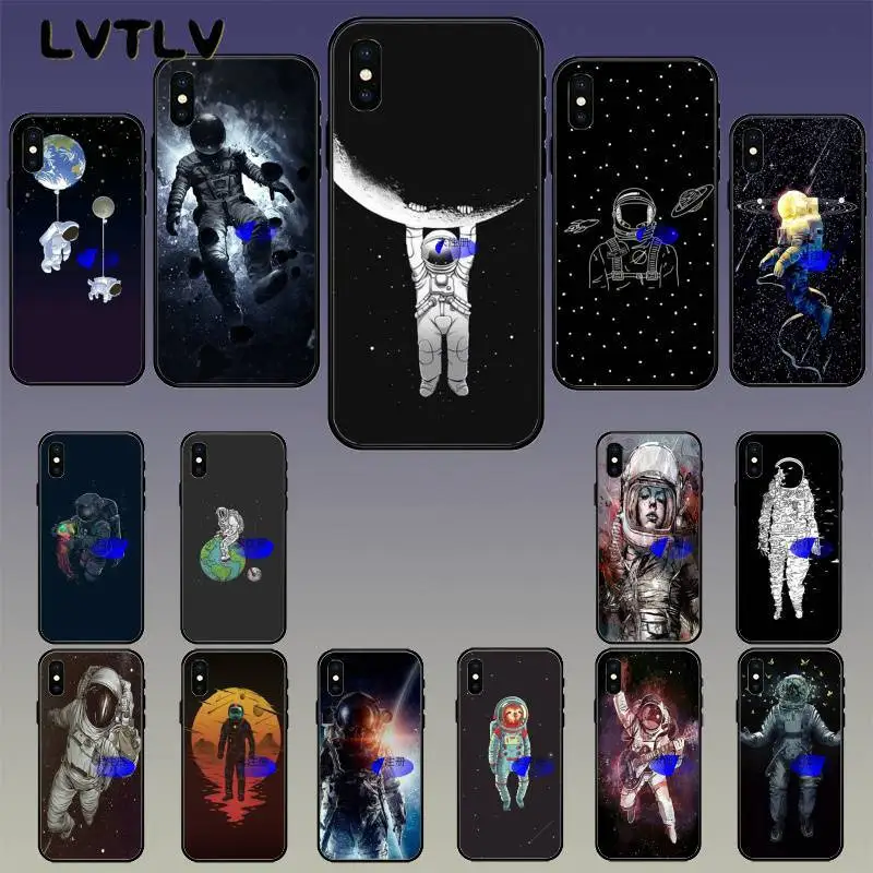 LVTLV Airship Astronaut Black TPU Soft Phone Cover for iPhone 11 pro XS MAX 8 7 6 6S Plus X 5 5S SE XR case | Мобильные телефоны и