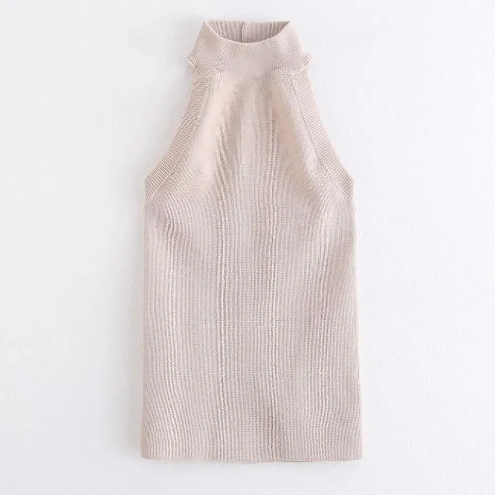 

New fashion women solid color sleeveless halter thin sweater ladies basic knitted sweaters female sexy backless chic tops S244