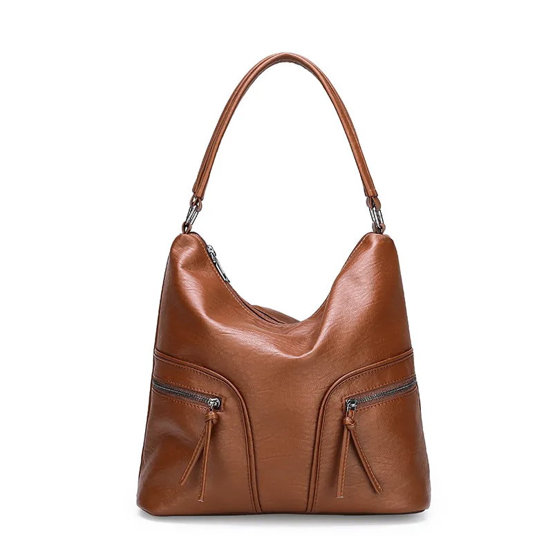 Винтажные роскошные сумки, женские сумки, дизайнерские высококачественные кожаные сумки через плечо для женщин, сумки-тоуты большой емкости, женские ручные сумки - Цвет: Brown