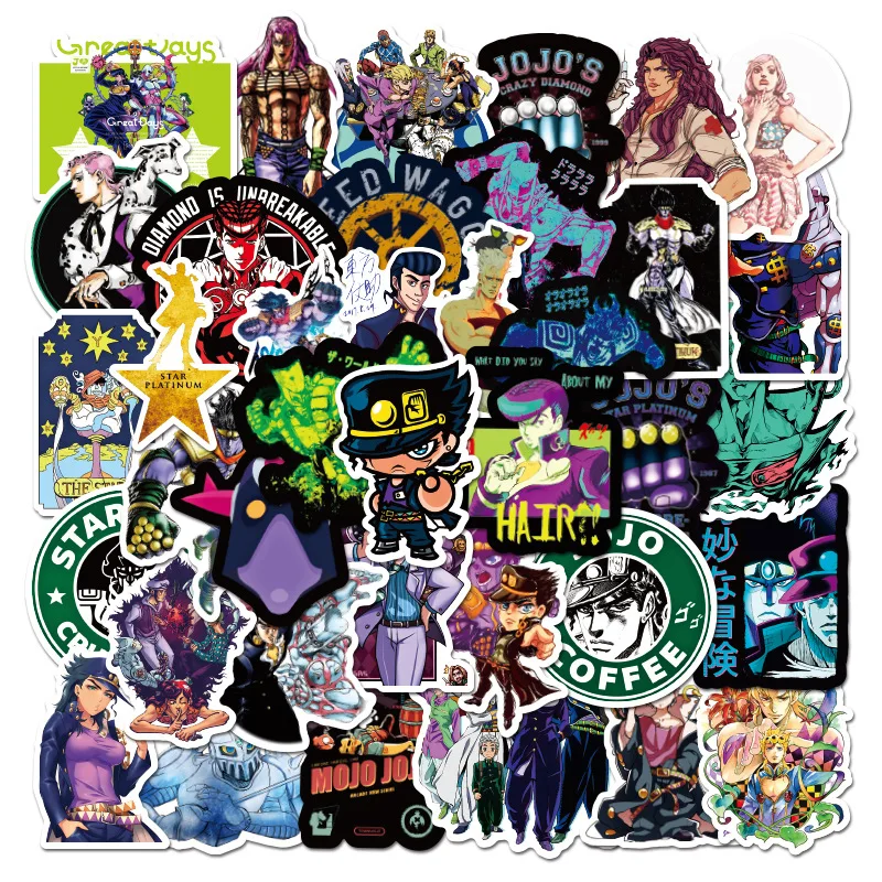 

100pcs/set Anime JoJos Bizarre Adventure Stickers Waterproof Guitar Fridge Skateboard Luggage Graffiti Stickers Kids Classic Toy