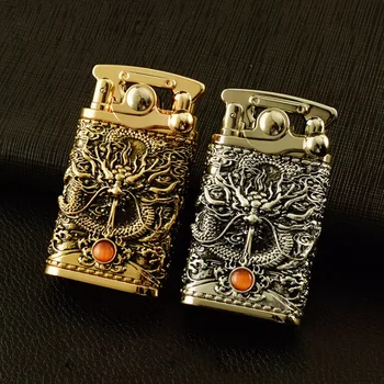 

ZORRO Retro Pure Copper Oil Flint Lighter Vintage Dragon Relief Kerosene Lighter Metal Cigarette Lighters Tobacco Men Gadgets