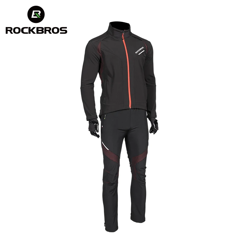 Комплект одежды ROCKBROS для велоспорта Зимняя Теплая Флисовая кофта с длинными