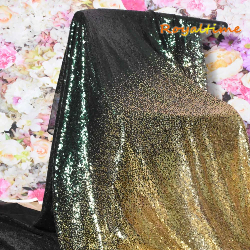 Green Light Gold Sequin Fabric 002