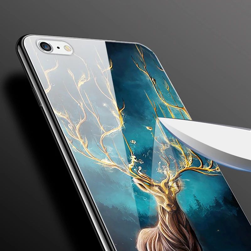 Чехол из закаленного стекла для телефона для iPhone 5 6s 6Plus 7 8Plus чехол задняя крышка для Apple iPhone X XR XS Max чехол силиконовый бампер