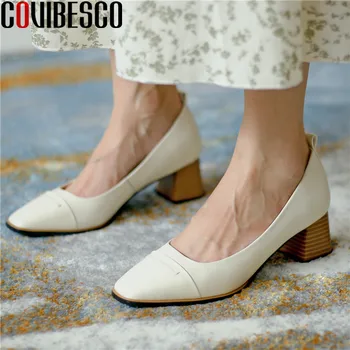 

COVIBESCO Concise Genuine Laether Women Shoes 2020 Summer Autumn Shallow High Heels Pumps Fasjion Newest Party Prom Shoes Woman
