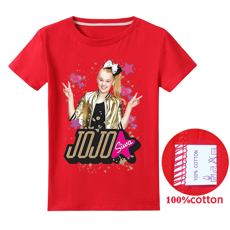 Новинка года; футболка Jojo Siwa детская одежда хлопковая футболка с короткими рукавами для девочек топы; футболки; Повседневные детские толстовки с капюшоном; брюки; Рождество - Цвет: T1246