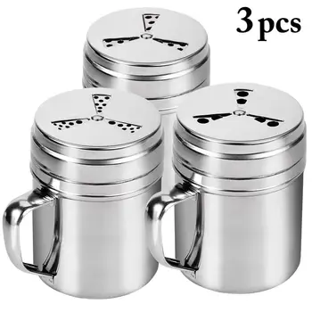 

Kapmore 3Pcs Seasoning Bottle Set Stainless Steel Rotatable Seasoning Shaker Spice Bottle With Handle Kitchen Tools