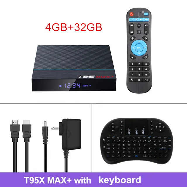 4G32G keyboard T95 MAX Plus Android ТВ приставка Android 9,0 Amlogic S905X3 Смарт ТВ приставка 4K Android приставка T95MAX четырехъядерный 2,4G& 5G Wifi BT4.1 H.265 - Цвет: 4G32G keyboard