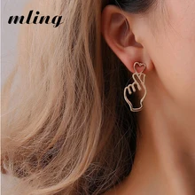 Корейские серьги руки женские ювелирные изделия серьги из нержавеющей стали показать вашу любовь сердце серьги-гвоздики для девочек Букле д 'ореиль 2 шт