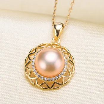 

Silvery Pearl Pendant Accessories DIY Jewelry S925 Sterling Silver Pendant Jewelry Making For Women Vintage Fashion