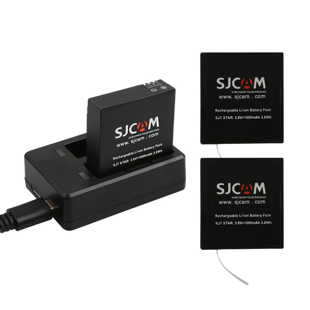 SJCAM Sj7000 батарея двойное зарядное устройство батарея SJ4000 Sj5000 SJ6000 литий-ионная батарея для SJCAM SJ7000 SJ8000 батарея камера батарея - Цвет: 3 battery n chaeger