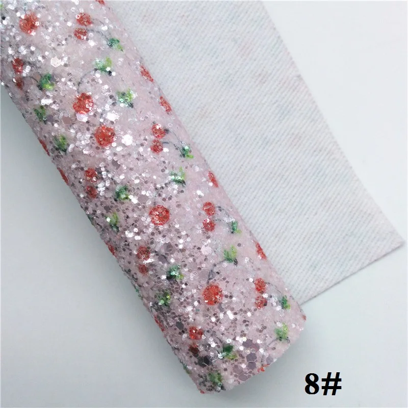 8 Glitterwishcome 21X29 см A4 Размер блестящая ткань, вишневый блеск с принтом Кожа, блестящие кожаные листы винил для бантов, GM592A - Цвет: 8
