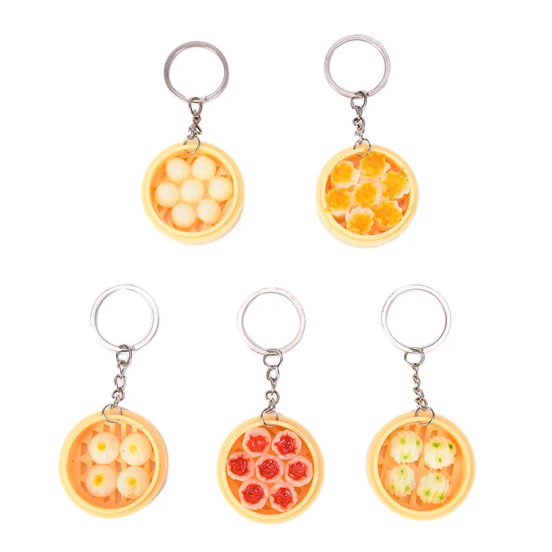 New Simulation Food Key Chains Creative Keychain Charms Pendant Handmade Key Ring Food Bowl Mini Bag Pendant