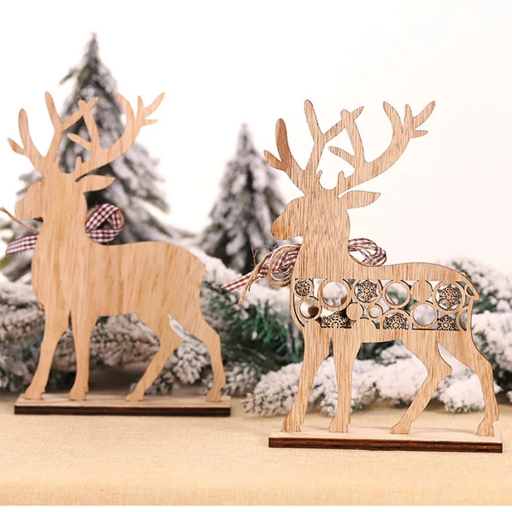 Christmas decoration for home wooden ornament elk gift window table simple decoration new year decor adornos navide os 30S11 (3)