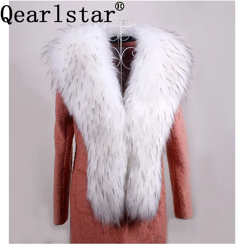 

Qearlstar 2019 Super Luxury Faux Raccoon Fur Scarf 160*20cm Winter Jacket Coat Fur Decor Thicken Warm Wraps Shawls Collar ZKG10