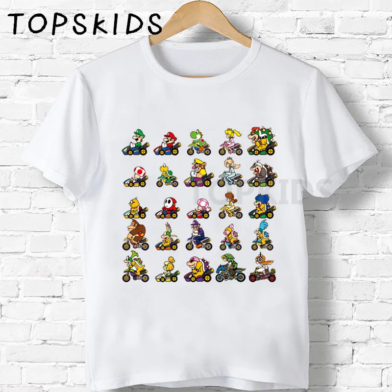 Детские футболки с героями мультфильмов «Super Mario Bros» Забавные топы для маленьких мальчиков и девочек, детская летняя футболка с круглым вырезом HKP5222