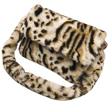 

Women's Leopard Print Handbag Winter Faux Fur Shoulder Bag Messenger Bag Party Small Girl Tote Bag Christmas Gift