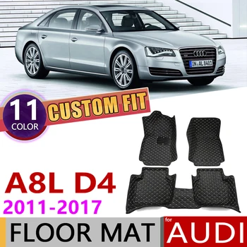 

Custom Car Leather Floor Mat for Audi A8L A8 L 4H D4 2011~2017 5 Seats Auto Foot Pad Carpet Accessories 2012 2013 2014 2015 2016