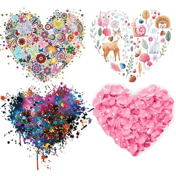 

DIY Heart-shaped Heat Transfer Cartoon Patches For Clothing Iron On Transfers Vinyl Thermal Stickers on Clothes Stripe Applique