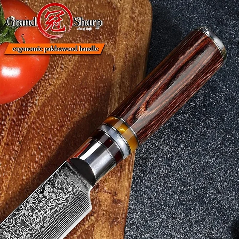 GRANDSHARP нож шеф-повара Дамасские Ножи 8 дюймов нож для нарезки 67 слоев японский кухонный нож VG10 сталь мясо рыба лосось сашим
