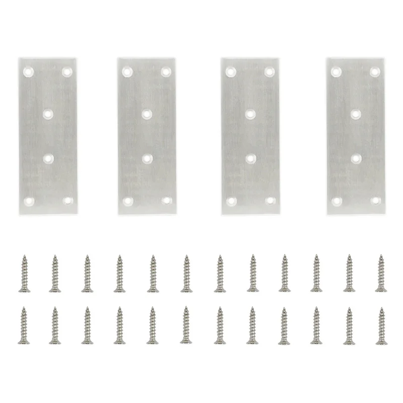 

4Pack Flat Mending Plate for Wood,Stainless Steel Flat Straight Brace Brackets Metal Repair Fixing Wood Brace Joining 128x48x2mm