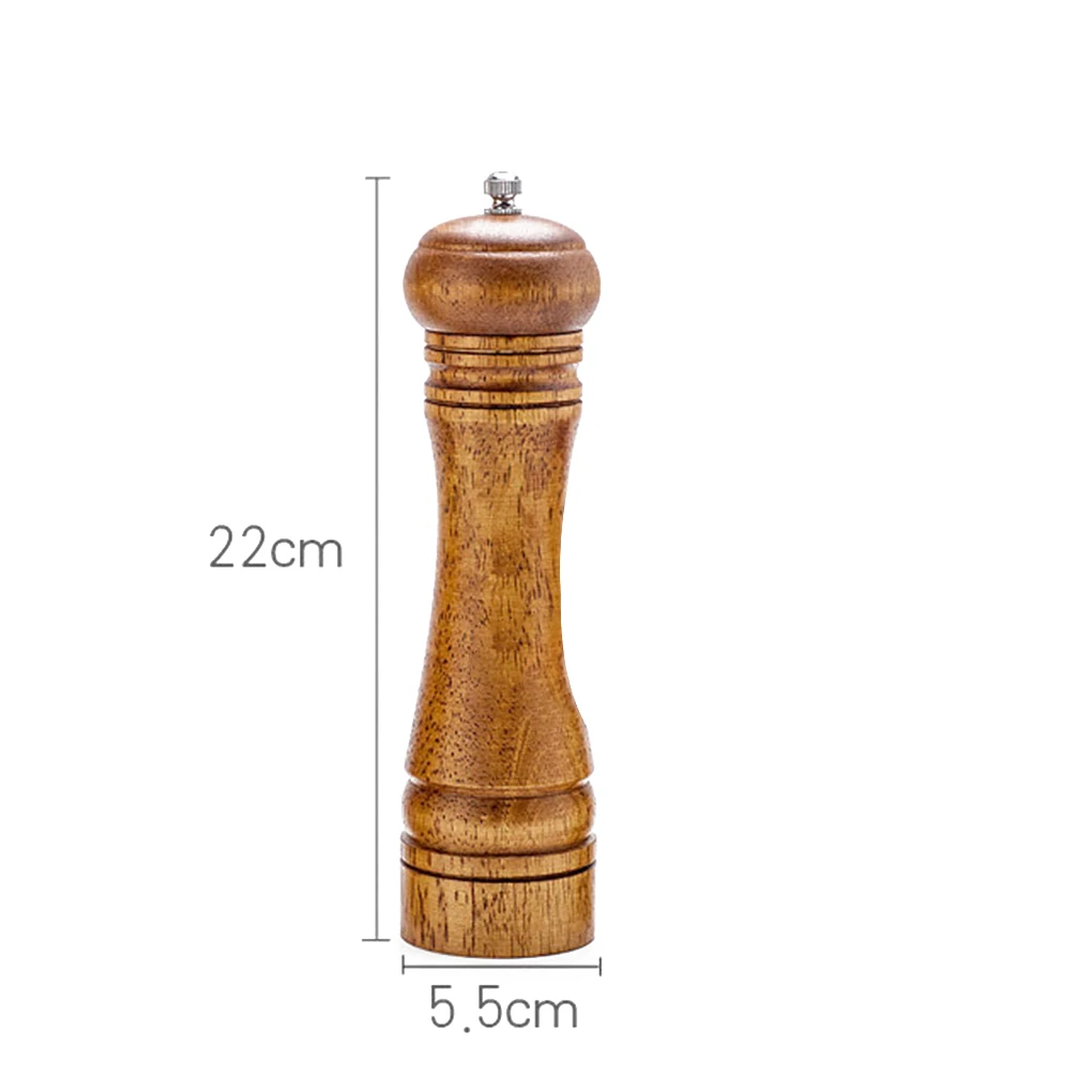 Rubberwood ручная мельница для соли, перца, шлифовальный инструмент для кухни, ресторана, мельница для специй, керамический ротор - Цвет: 8 inch