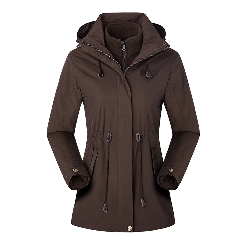 Мужские и женские быстросохнущие походные куртки, ветрозащитная бархатная походная одежда, флисовая куртка, водонепроницаемая куртка, пальто для альпинизма - Цвет: Coffee