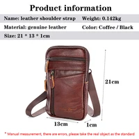 Pochette de téléphone en cuir pour hommes, sac de ceinture, sac à bandoulière, sac de taille Vintage multifonction pour l'extérieur, sac de taille suspendu pour loisirs 5