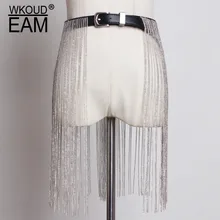 WKOUD EAM модный пояс для женщин с металлической цепочкой и кисточками из искусственной кожи с квадратной пряжкой Повседневный женский пояс Rendy A75