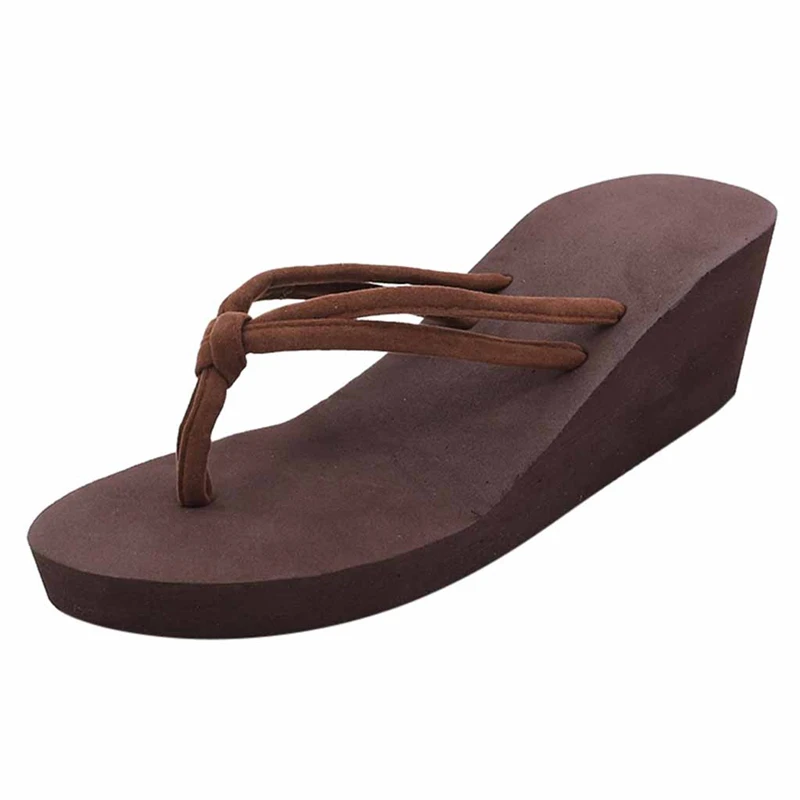 

Women's outdoor flip flops plus size Solid Color Beach Flip-Flops Increase Wedge With Thick-Legged Sandals pantuflas mujer A40