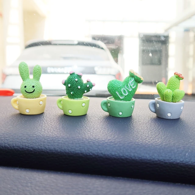 Cactus lapin en pot en résine pour voiture, accessoires de Console centrale  Auto, poupées de bureau, petits cadeaux, décorations de pâtisserie, jouets  - AliExpress