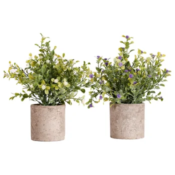 

2Pcs Fake Flower Bonsai Artificial Simulation Fake Bonsai Fake Plant Ornament for Office Coffee Factory Table