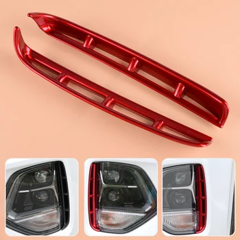 

DWCX 25.5x3 cm Red ABS Headlight Eyebrow Trim Cover Fit For Hyundai Santa Fe 2019
