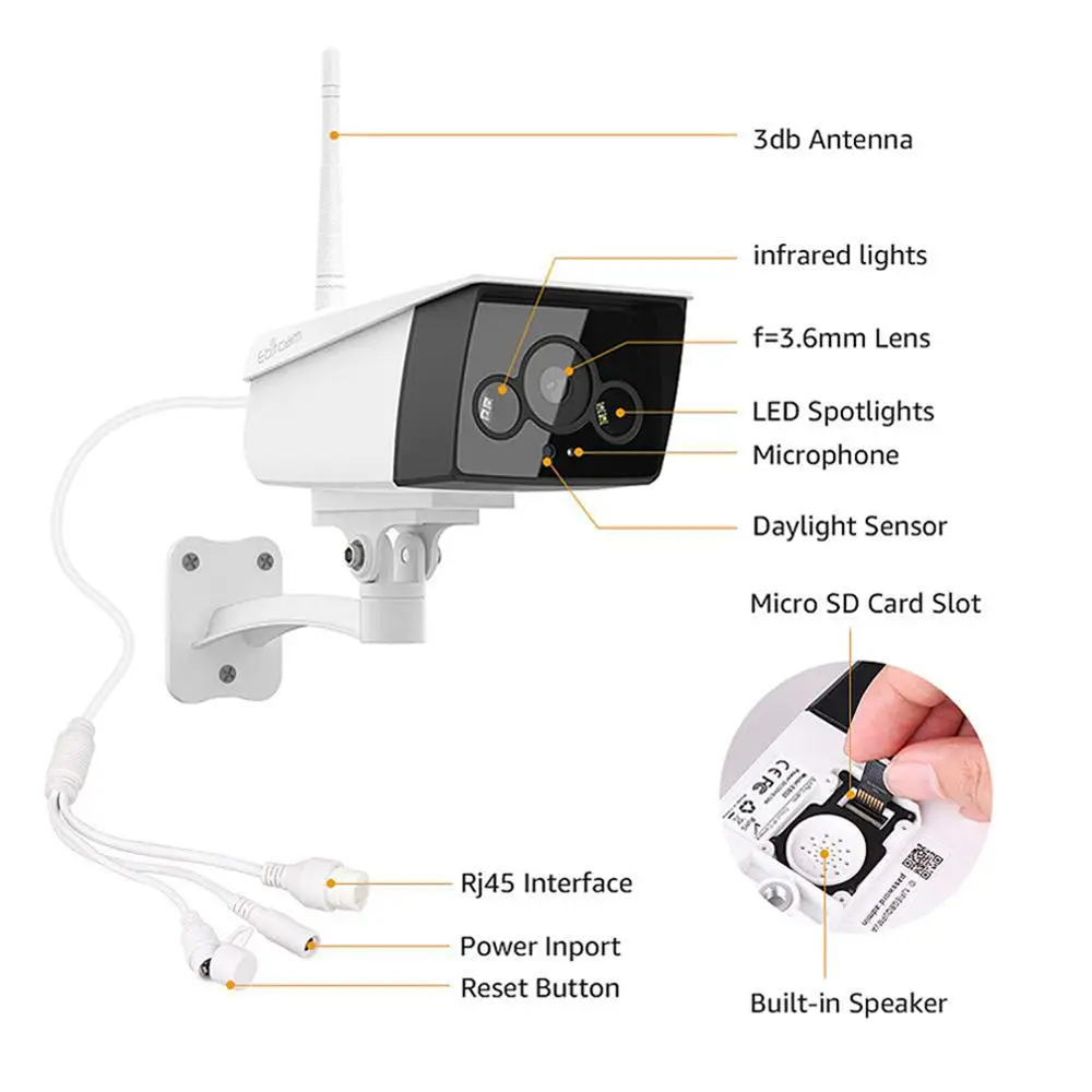 Ebitcam облачная камера безопасности Wifi наружная ip-камера 1080P наружная Камера Безопасности s Wifi двухсторонняя аудио ip-камера s PTZ наружная