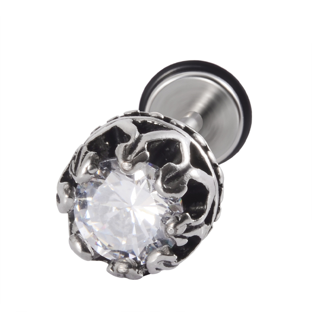 Stainless Steel Punk Ear Studs Tragus Cartilage Piercing Lobe Earring Zircon Man Women Stud Helix Cartilage Piercing Jewelry