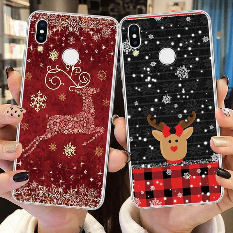 

Happy New Year Case For Coque Huawei Y9 Y7 Y5 Y6 Y3 Prime Pro 2017 2018 2019 Nova 3 4 3i 3e 4e 5i 5 Enjoy 9 9s Cute Deer Cover
