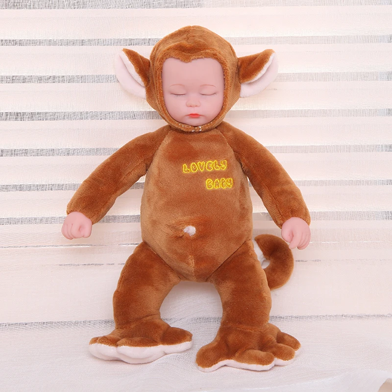 Cute Animal Sleep Baby Doll Toys Soft Plush Soft Silicone Reborn Babies Kids Toy Monkey Bear Reborn Doll