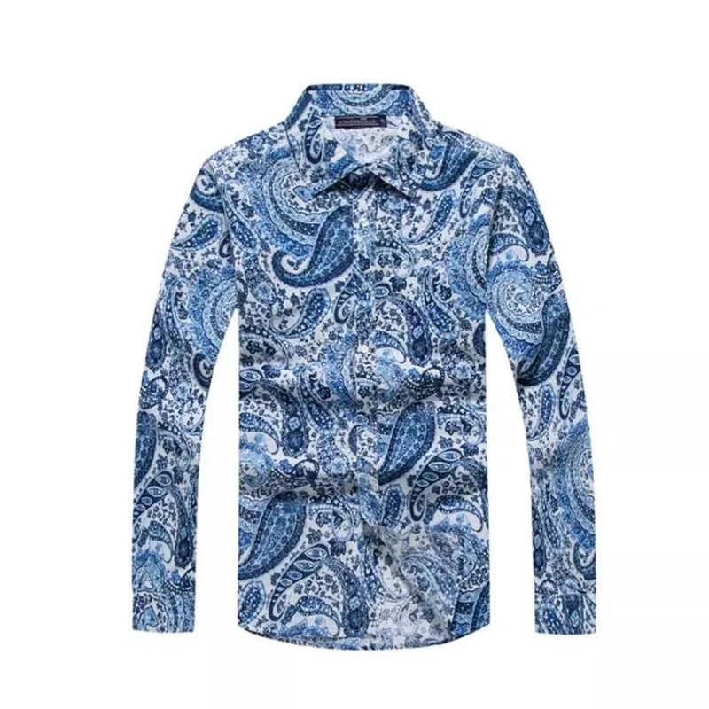 Tailor Pal Love Men Autumn Summer Casual Long Sleeved Shirt Printed with Turn-down Collar Shirt comfortable and soft