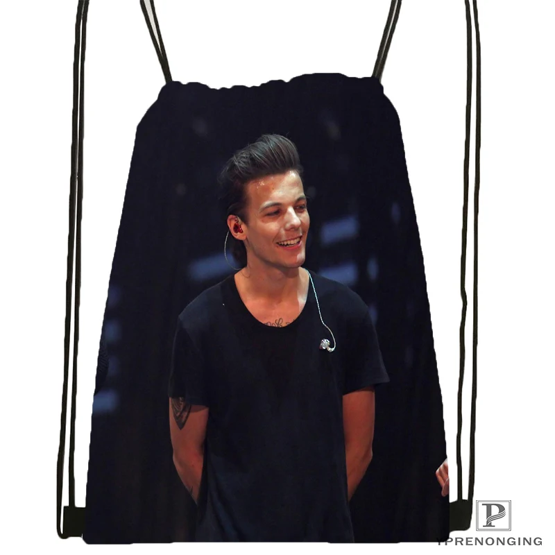 Пользовательские Луи Томлинсон походная сумка на шнурке милый рюкзак для детей(черная спинка) 31x40 см#180531-02-39