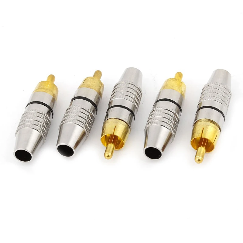 

Speaker miniphone RCA Male Plug Audio Adapter Connectors 5 Pcs
