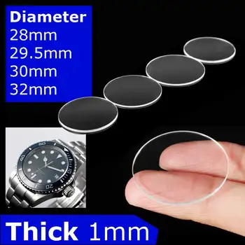 

1mm Thick Flat Sapphire Watch Glass Anti scratch Smooth Round Transparent Crystal Glass For Watch Repair Size 29.5/30/32mm