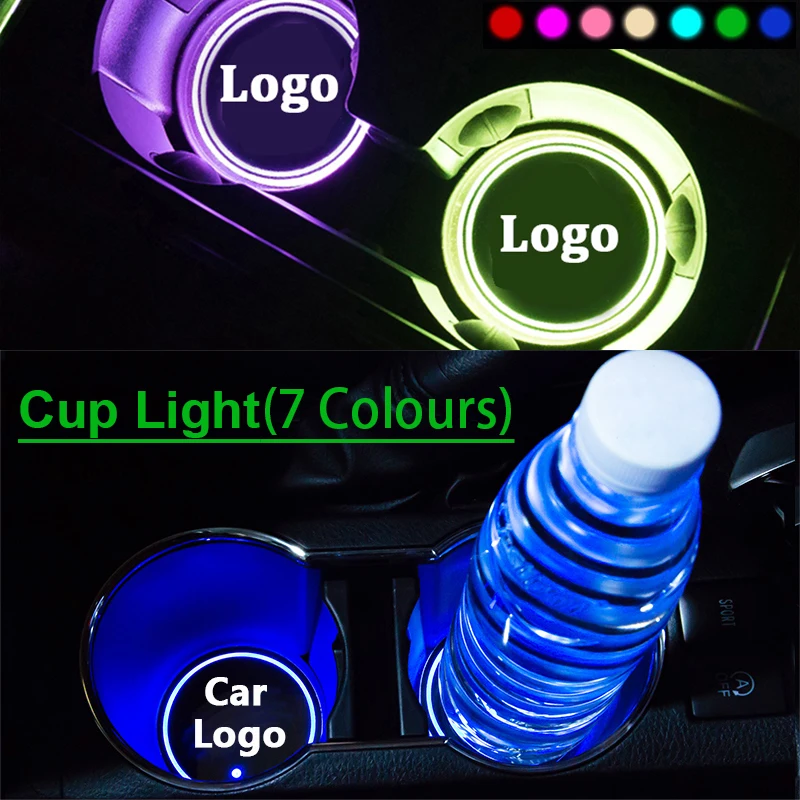 

2pcs Car LED Light Cup Holder Automotive Interior USB Colorful Atmosphere Lights Drink Holder For Lincoln navigator mkx mkz mkc