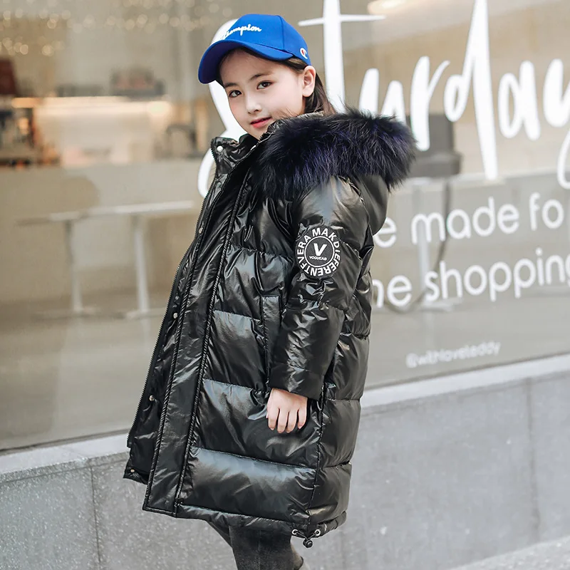 New Kids Thick Warm Duck Down Jackets Coat Winter Boys girl clothes Children parka real Fur Long Hooded Outerwear overcoat