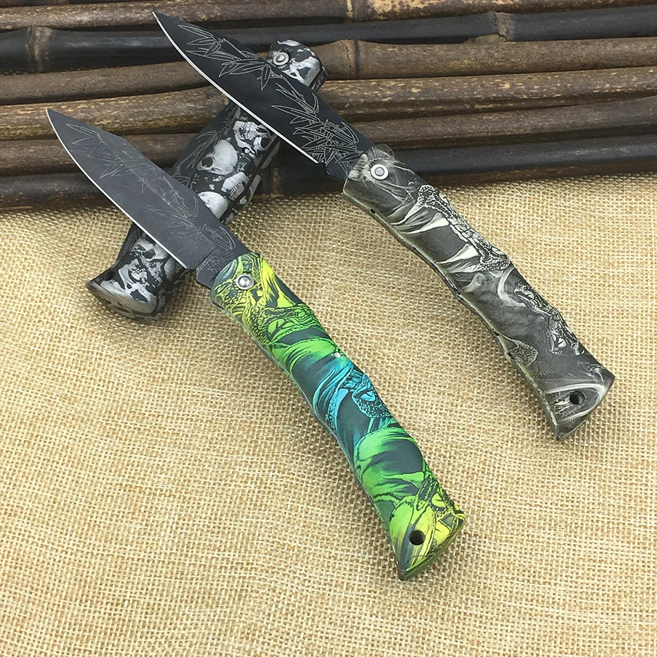 Нож складной карманный с рисунком черепа рукояткой из абс пластика|knife with sheath|knife