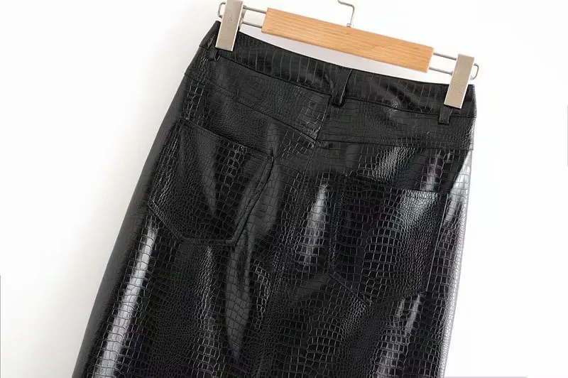 Bella philosophy Women Autumn Sexy Split Straight Skirts PU Faux Leather Female Bodycon Skirts Casual Lady Midi Skirts Bottoms