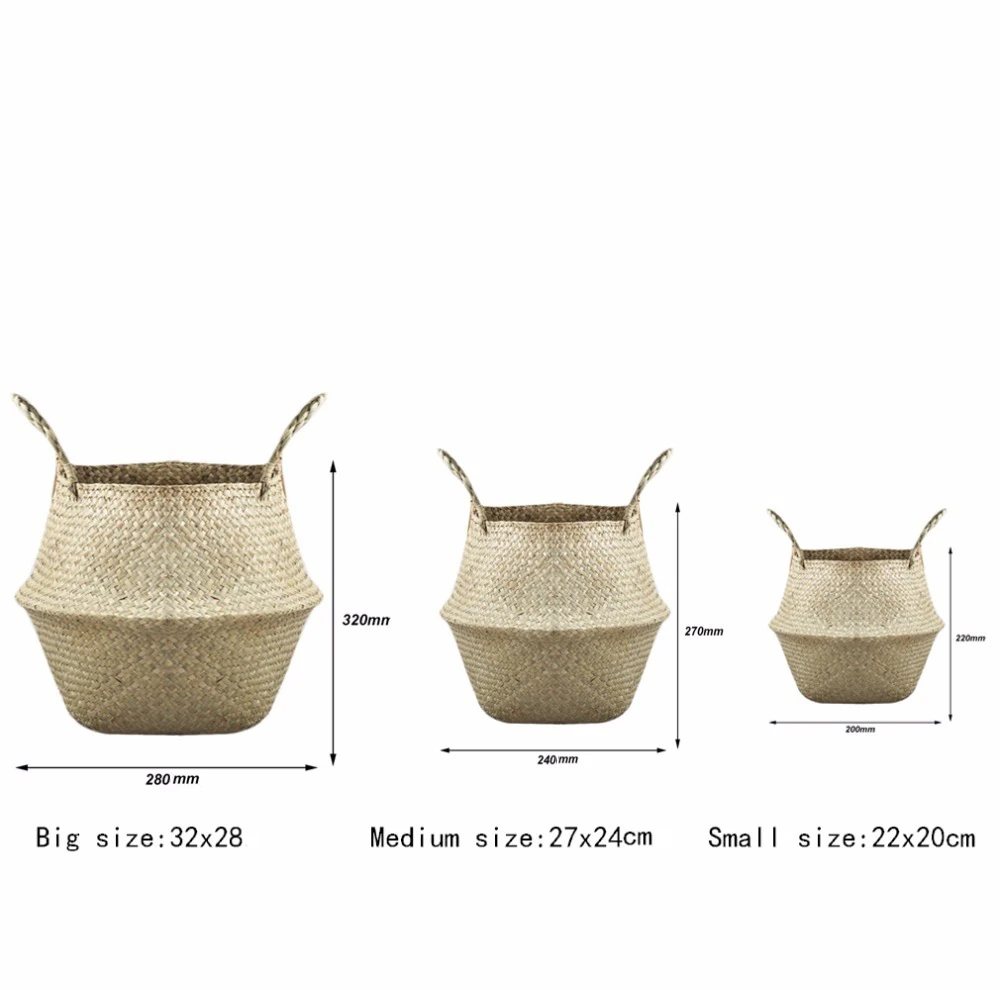 

Woven Storage Basket Plant Wicker Hanging Baskets Garden Flower Vase Foldable Flower Pots