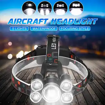 

High Power LED Headlight Adjustable Portable Focus 5LED T6 Focusing Lamp Waterproof Hunting Camping Fishing Headlamp