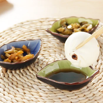 

Kitchen Food Sauce Dishes Ceramic Seasoning Soy Sauce Vinegar Small Plates Seasoning Bowl Leaf Shape Snack Plate Dropshipping