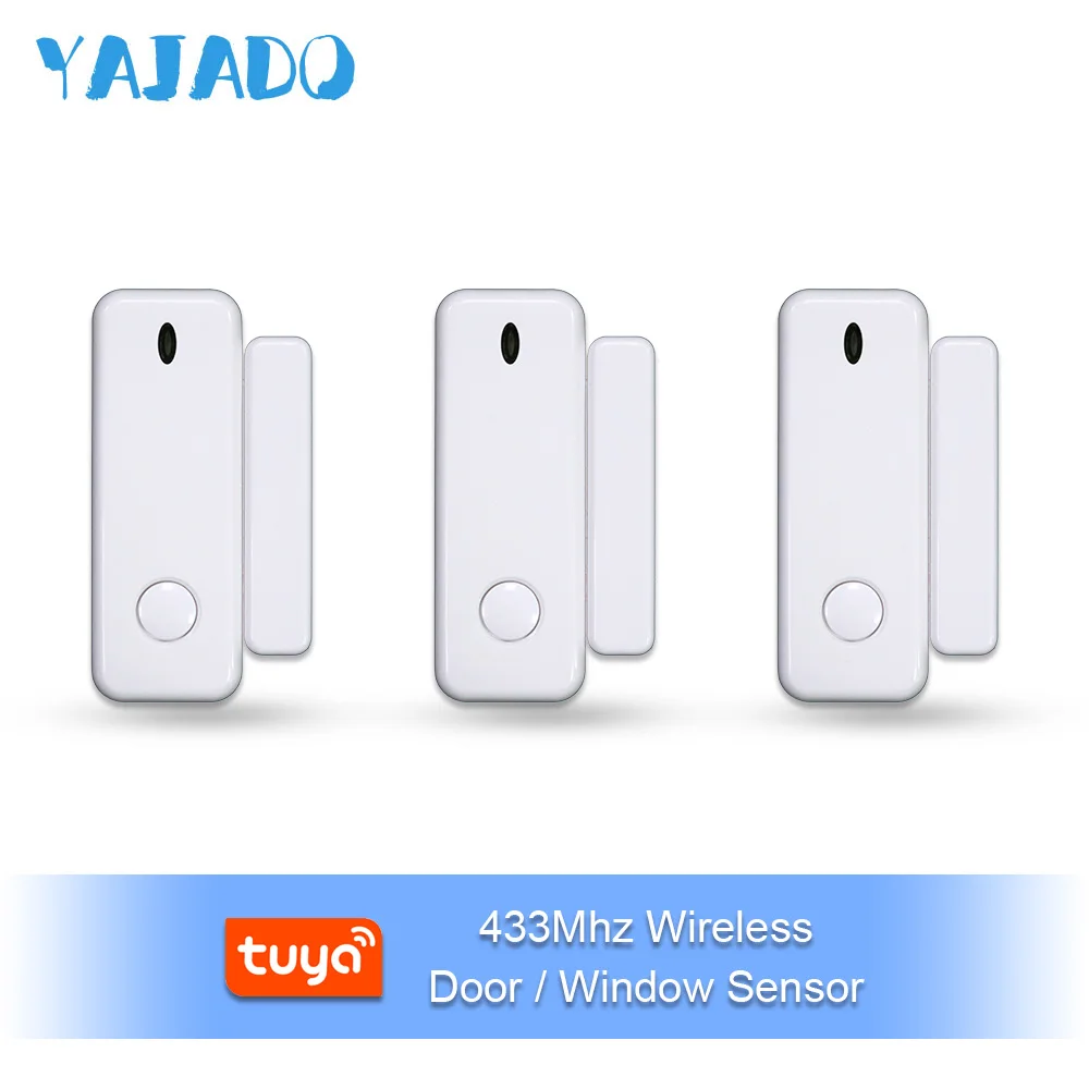 

YAJADO 433Mhz Wireless Door/Window Sensor Tuya Smart Door Magnet Window Detector For Home Security Alarm System
