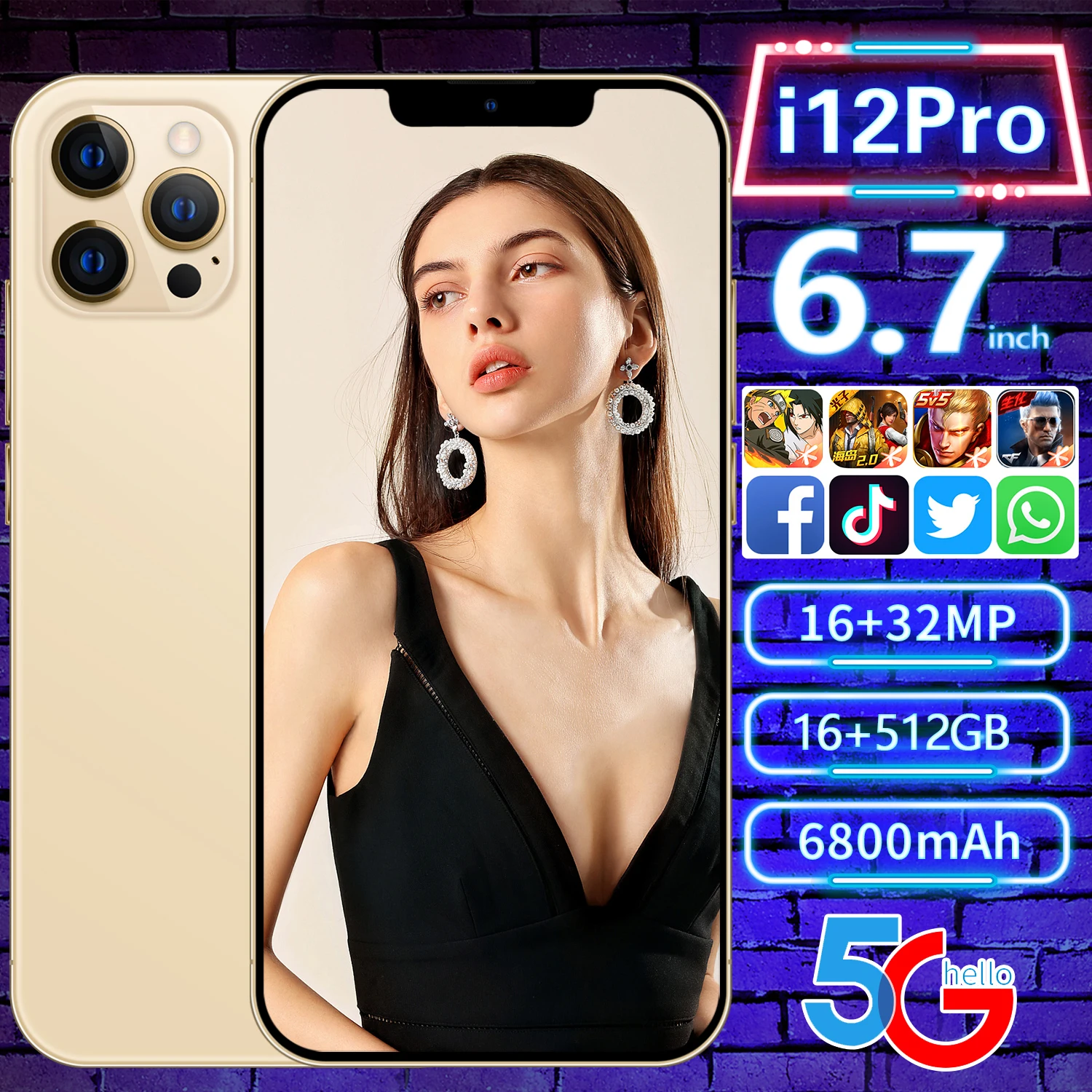 Смартфон глобальная версия I12 Pro 8 ГБ + 256 MTK6889 10 ядер игровой телефон камера 16 Мп 32